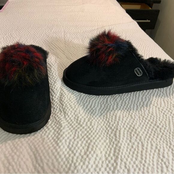 Bearpaw Alexia  Slip-on Slipper Women's Size 12 M Black Suede Faux Fur - Picture 2 of 12
